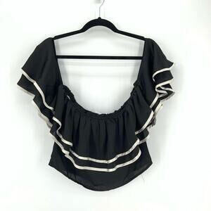 NWT Lovers +‎ Friends Off Shoulder Crop Top Size S Black Ruffles Date Club Sexy